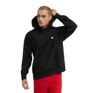 Champion Reverse Weave C Logo Black Hoodie Hooded Sweatshirt Size Medium